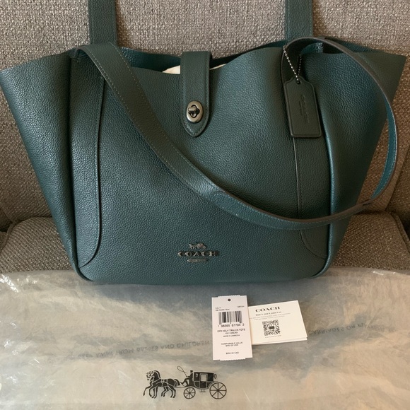 Coach Teal Leather Tote Bag - Picture 1 of 5